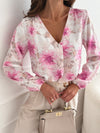 Women's All-match Long-sleeved V-neck Printed Shirt