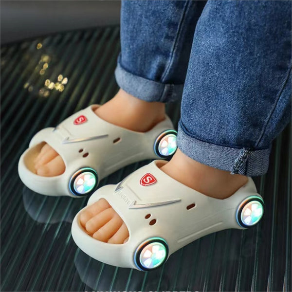 Kids Cartoon Car Sandals – Anti-Slip Summer Slippers