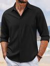 Jacquard Lapel Long Sleeve Shirt – Casual Spring & Autumn Style for Men