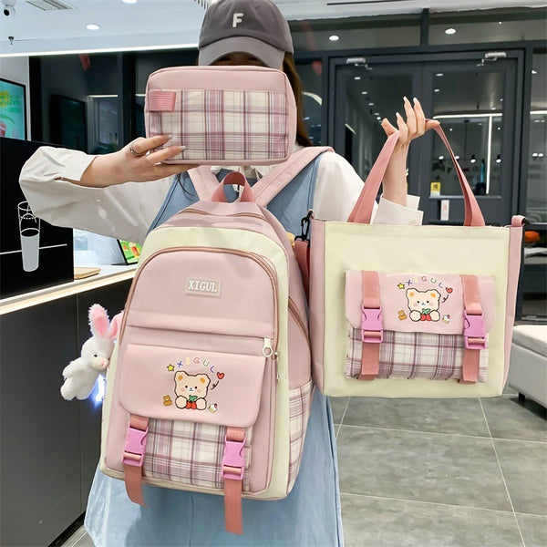 Large Capacity High School Three-piece Set Backpack