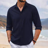 Jacquard Lapel Long Sleeve Shirt – Casual Spring & Autumn Style for Men