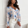 Women's All-match Long-sleeved V-neck Printed Shirt