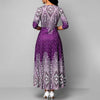 Women's Plus Size Elegant V-Neck Long Sleeve A-Line Dress With Starry Sky Print, Slim-Fit Flowy Maxi Dress For Holiday & Party Wear